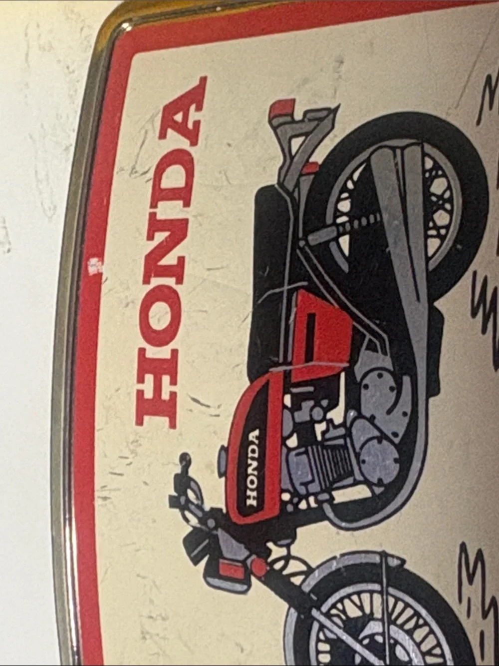 Honda - Red Motorcycle Belt buckle 4x2.5 in - some wear